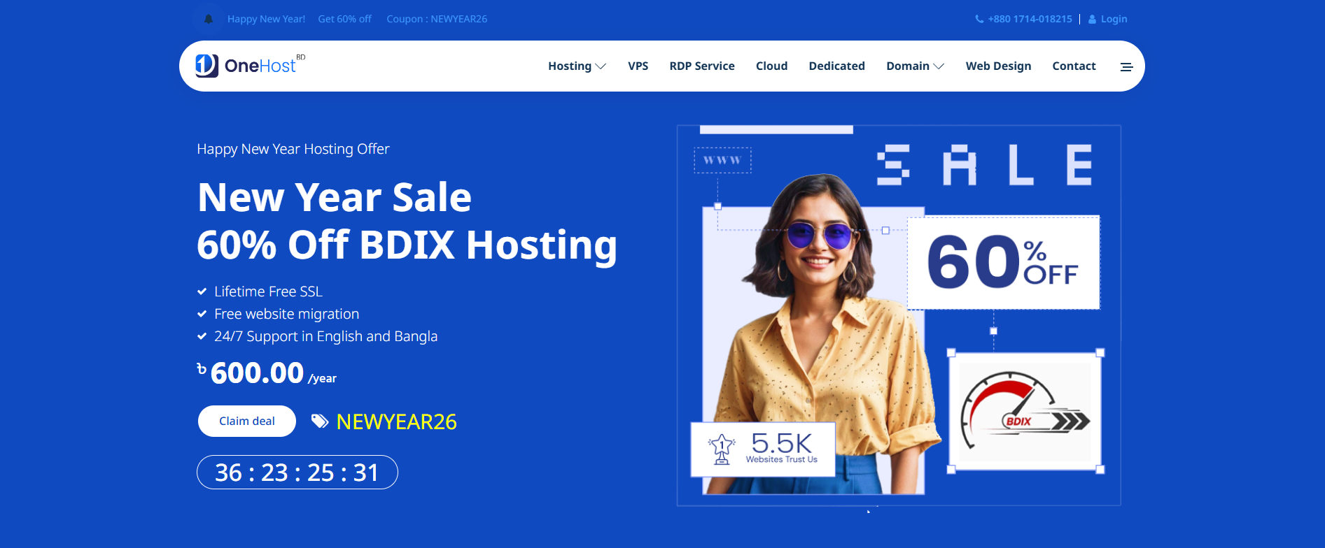 Yes! 60% discount New Year Sale from OneHost BD 2026